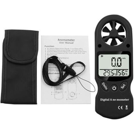 Mini Anémomètre Numérique Multifonction Portable Température et Hygromètre (Noir) (1/3)