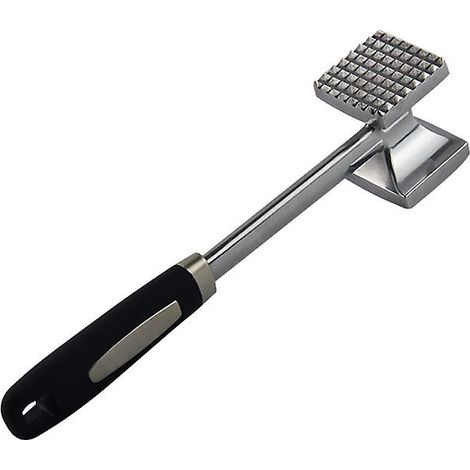 Attendrisseur de viande double face en aluminium robuste - Maillet de cuisine à surface plate de 26 cm pour poulet et bœuf (1/5)