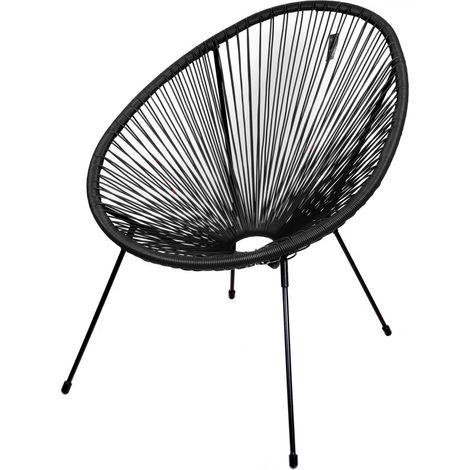 Poltrona da giardino rotonda in resina colore nero 56x88x72 cm