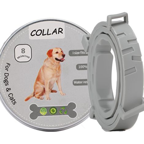 Collier pour chien 1 pièce collier anti-insectes et anti-puces pour chiens (grand chien 35 kg 72 cm, gris) collier anti-insectes et anti-puces (1/2)