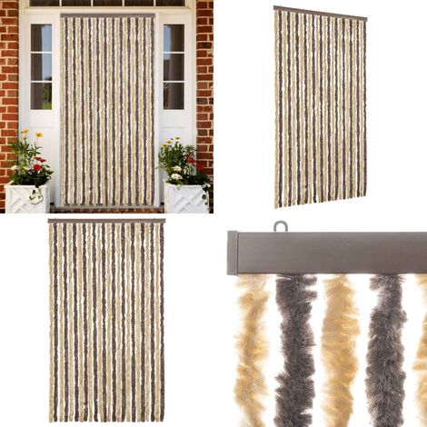 Fliegenvorhang Dunkelbraun und Beige 100x220 cm Chenille - Fliegenvorhang - Insektenschutz - Türvorhang - Sommergarten - Balkon - Home & Living