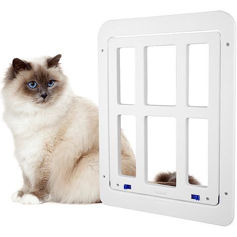 Chatière blanche pour chat - Taille S - Cadre 25 x 31.5 cm - Étanche, isolation thermique et phonique (1/4)