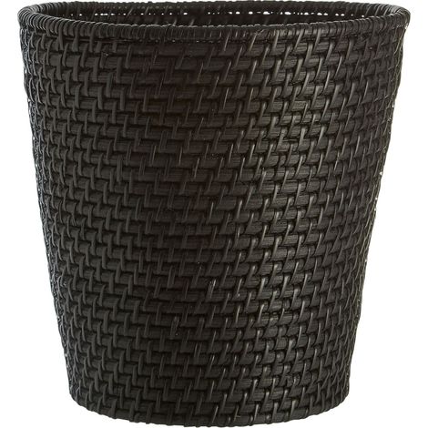 Premier Housewares Black Rattan Waste Basket