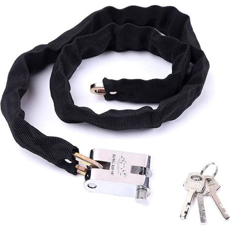 1 chaîne antivol moto, 100 cm, noir, cadenas monobloc forgé, 3 clés, résistant au coupe-boulon, pour motos et scooters (1/5)