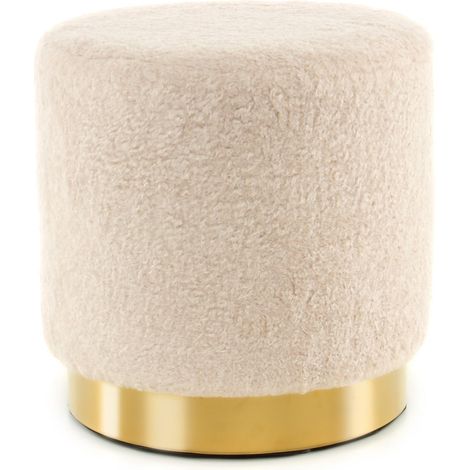 Pouf Gipsy 425 in Finta Pelliccia Avorio e Oro (1/3)