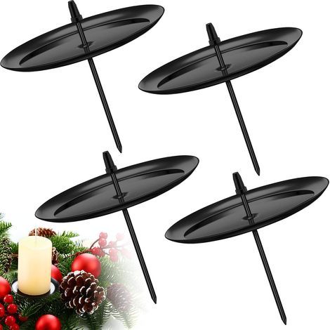 4 Bougeois de Couonnes de l'Avent Chandelie de Couonnes en Métal Noi Bougeoi de l'Avent de Noël pou DIY Guilande Avent Décoation de Table de Noël (6 cm/ 2,36 Pouces de Diamète) (1/5)