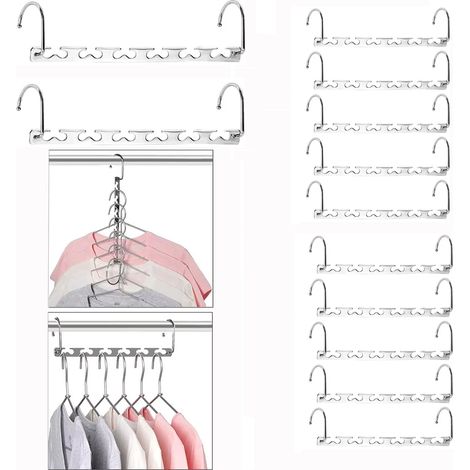 supports de rangement pour vêtements cintres gain place 6 trous des articles du quotidien 12 Acier Inoxydable (1/5)