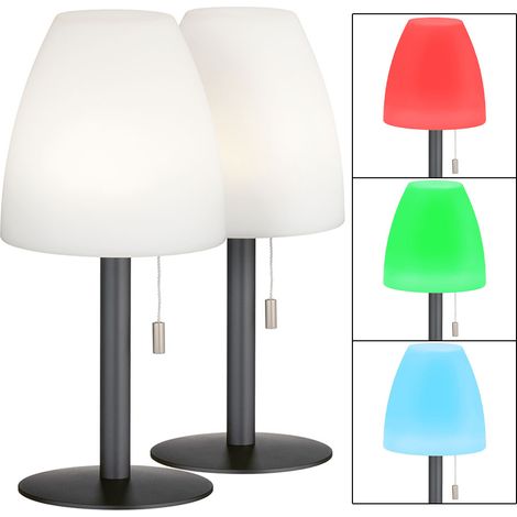 Tischlampe dimmbar Außenleuchte LED Tischleuchte Gartenlampe Akkulampe Terrassenleuchte, RGB Farbwechsel, 1,5W 170lm warmweiß, DxH 14 x 30 cm, 2er Set (1/5)