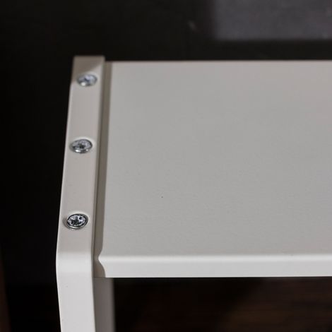 Étagère télescopique extensible en métal blanc cassé, organisateur réglable pour placard de cuisine et salle de bain, design minimaliste robuste (1/5)