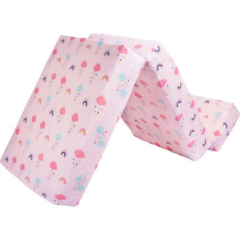 Ready Steady Bed - Materasso singolo pieghevole per bambino, Materasso ospite pieghevole per soggiorno, Materasso futon per bambini con poggiatesta - Arcobaleno (1/5)