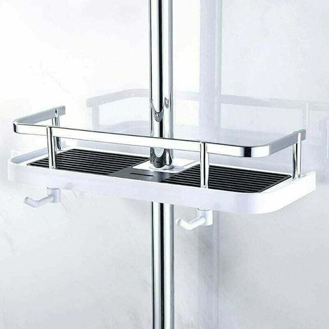 UlisemEtage de Douche Mural réglable, Panier Salle de Bain Cuisine Rangement Fixer sur Tuyau, serviteur Douche métal Anti-Rouille, Support Mural Pratique Commode 30x12x6 cm (1/4)