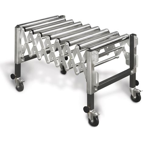 Holzstar – Convoyeur à ciseaux pour acier robuste – Rouleaux galvanisés – Roues pivotantes 360° avec frein – Assemblage simple – SRB130 (1/5)