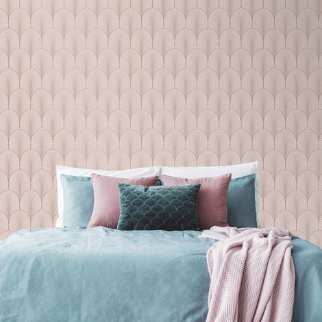 Papier peint intissé Joséphine Art Déco 1005 x 52cm Rose (1/4)