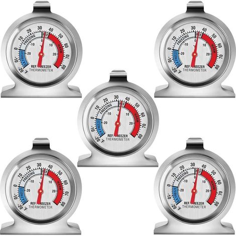 Thermomètre pour réfrigérateur, thermomètre pour congélateur à grand cadran, thermomètre de température pour réfrigérateur, congélateur et glacière (5 pièce) (1/4)