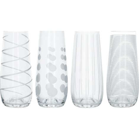 Mikasa - Copas de cóctel para brindis, 290 ml, juego de 4 unidades, Cristal transparente, Plateado, 230 ml, Set of 4