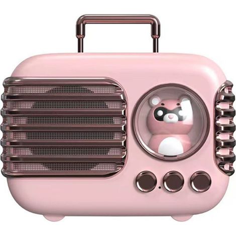 Enceinte Bluetooth Miniature Rétro et Mignonne - Design "Valise" Créatif Vintage - Compacte et Portable - Couleur Rose (1/5)