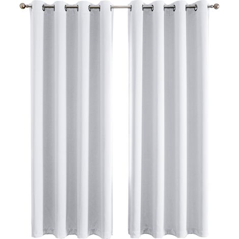 Lot de 2 Rideaux Occultants Isolant Thermique Anti Froid, Rideaux pour Salon et Chambre,Design Moderne à Oeillets, 140 sur 240 cm, blanc (1/5)