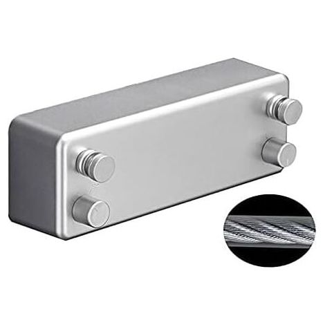 Silver Retractable Clothesline for Indoor and Outdoor Use - Heavy Duty 2 x 4.2 m Clotheslines, Wall Mounted - White MUMU (1/4)