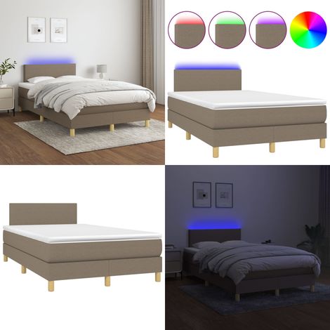 Boxspringbett mit Matratze & LED Taupe 120x200 cm Stoff - Boxspringbett - Doppelbett - Lattenrost - Bettauflage - LED Beleuchtung - Home & Living