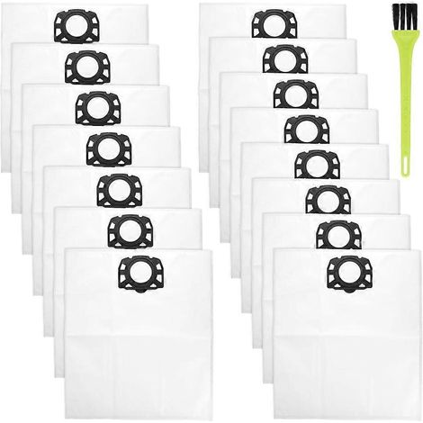 Lot de 15 sacs pour aspirateur Kärcher WD4, WD5, WD6, WD5P, WD6P, MV4, MV5 et MV6  grands sacs à poussière avec brosse de nettoyage. (1/5)