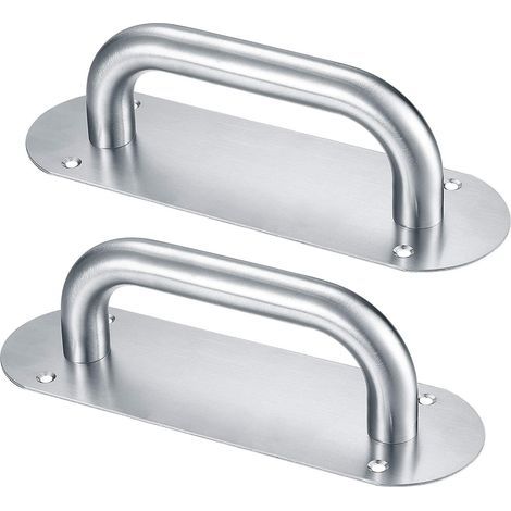 2 Pcs Poignée de Porte Coulissante,Poignées de Porte à Pousser en Acier Inoxydable,Traction de Poignée d'Armoire avec Plaque Arrière pour les Portes de Grange Placard Jardin(200x 65mm/Oval) (1/5)
