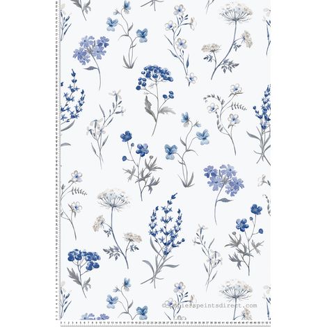 Papier peint Fleur Bleu Romance Lutèce