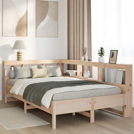 vidaXL Massivholzbett mit Regal ohne Matratze 135x190 cm Kiefernholz (1/5)