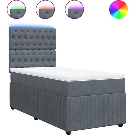 Maison Exclusive - Cama box spring con colchón terciopelo gris os