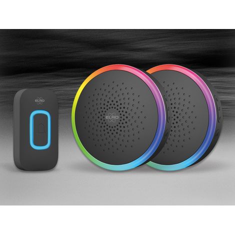 Funk Türklingel-Set Türtaster und 2 mobile Empfänger Batteriebetrieben, Schwarz