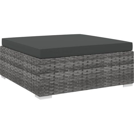 Modular-Fußhocker 1 Stk. + Auflagen Poly Rattan Grau