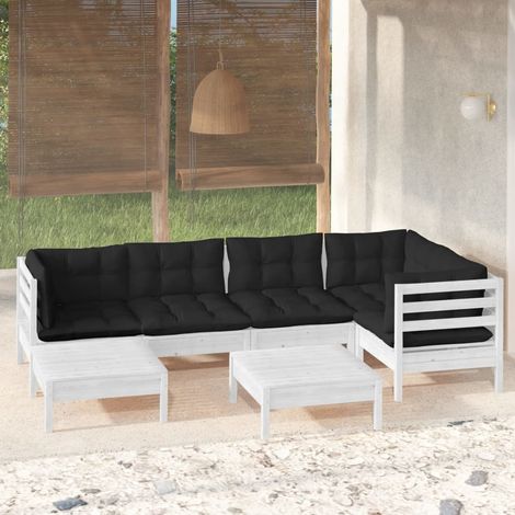 7-tlg. Garten-Lounge-Set mit Kissen Weiß Kiefer Massivholz vidaXL (1/5)
