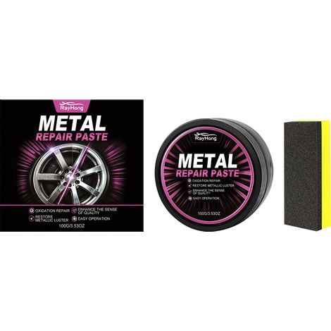 Crème d'entretien pour chromage RAYHONG pour voitures - Élimine la rouille, polit et nettoie les surfaces chromées - 100 g + 1 éponge (1/5)