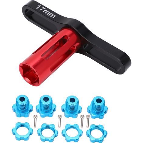 x 17 mm Sechskantmuttern mit Verzahnung für Traxxas Summit EREVO 1/10 Radnaben, mit Ausbauwerkzeug (Blau) (1/5)