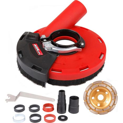 Capot de Protection Meuleuse Angulaire 115/125mm avec bague d'adaptation et connecteur d'aspirateur +Disque Diamant à Meuler Béton 125mm - 115 mm/125 mm for Concrete (1/5)