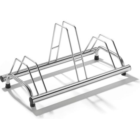 Andrys Rastrelliera Bici 3 Posti con Tappi PVC Alto/Basso Acciaio Inox