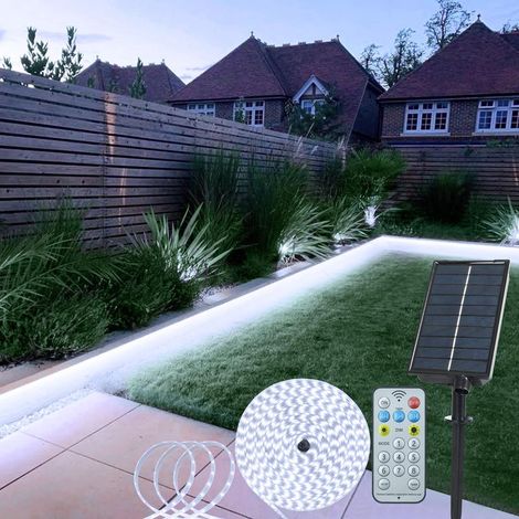 5 m (16,5 Fuß) lange Solar-Lichterkette für den Außenbereich, wasserdichte Solar-LEDs mit Fernbedienung, einstellbare Helligkeit, für den Garten (weißes Licht) (1/5)