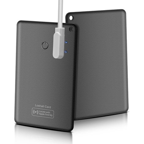 Carte de suivi portefeuille, rechargeable, compatible avec Find My App (iOS uniquement), carte à puce fine IP67 avec câble de charge pour portefeuille, valise, téléphone portable (1/5)