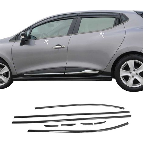 Garniture de Fenêtre pour Renault Clio HB 2012-2019 Acier Inox Foncé 8Pcs