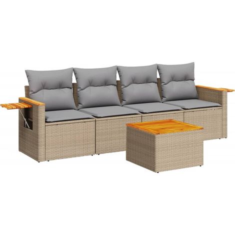 Maison Exclusive - Patio Sofa Set 4-Posti Beige and Grey (1/5)