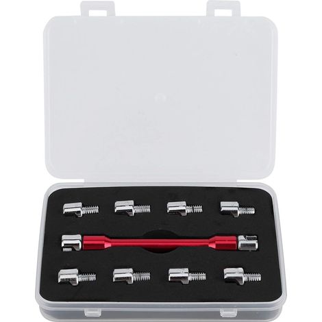 Chiave per raggi per moto, set di chiavi dinamometriche intercambiabili, 10 misure da 5,0 a 6,8 mm, alluminio e ferro, per la riparazione di ruote di motociclette e biciclette