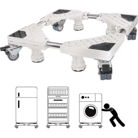 Pied pour machine à laver, capacité de charge 300 kg, support réglable pour réfrigérateur, machine à laver, sèche-linge et congélateur (largeur réglable 45-6 cm). (1/5)