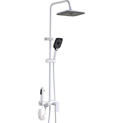 Salle de Bain Douche Blanche Ensemble Douche Home Booster Installation Invisible Batherroom Rain Shower Sun Nozzle (1/5)