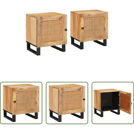 Holz Nachttisch - Nachttisch 2 pcs Natur 40 x 33 x 46 cm (1/5)