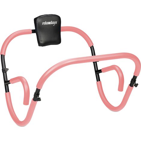 Relaxdays Abdominal Trainer, for Core Muscles, HxWxD: 66 x 71 x 71 cm, Effective Home Abs Workout, Sit-Ups, Pink/Black