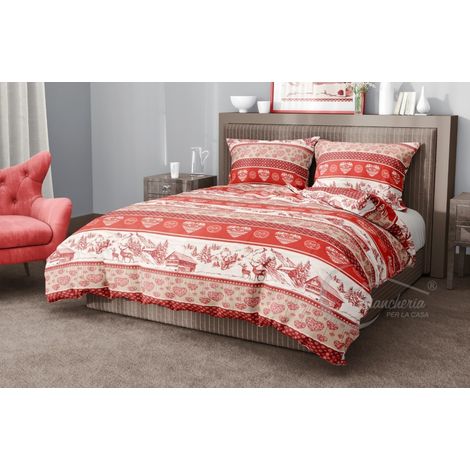 COPRIPIUMINO PIAN BENOT tirolese CON CUORI cervi E BAITE in morbida Microfibra Cm. 250x200