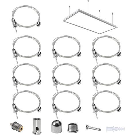 10 Pièces Câbles Crochet Acier Inoxydable 1 virgule 5 mm x 1 m Cable De Suspension En Acier Inoxydable Réglable Câble Métallique De 1 virgule 5mm (1/4)