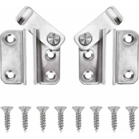 Loquet Porte Cadenas Moraillon Droite et Gauche Verrou de Porte à Pêne Coulissant en Acier Inox Crochet Antivol Loquet de Verrouillage de Boucle 2pcs (1/4)
