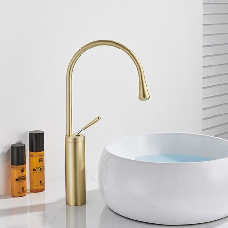 Miscelatore monocomando alto oro per lavabo bagno
