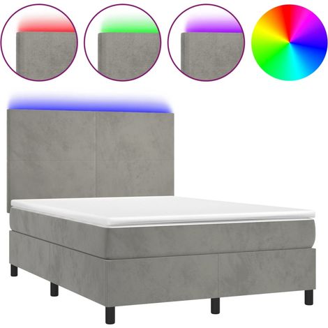 Maison Exclusive - Boxspringbett mit Matratze & LED Hellgrau 140x