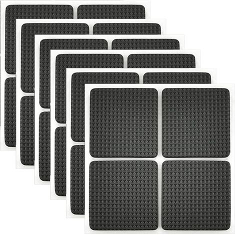 Juego de 24 almohadillas para suelos y muebles, cuadradas de 4x4 cm, de goma antideslizante y con fuerte adhesivo. (1/5)